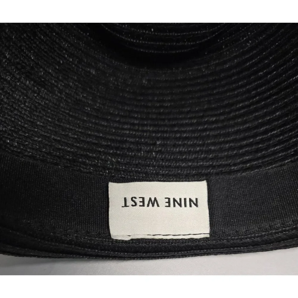 Black Straw Fedora Hat With Feather Accent Quirky Vintage Charm daper
